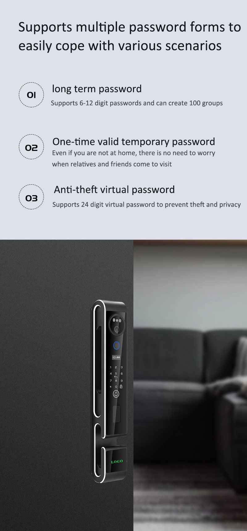 3D Face Intelligent Door Lock S666 With Intercom Luxury Door Lock