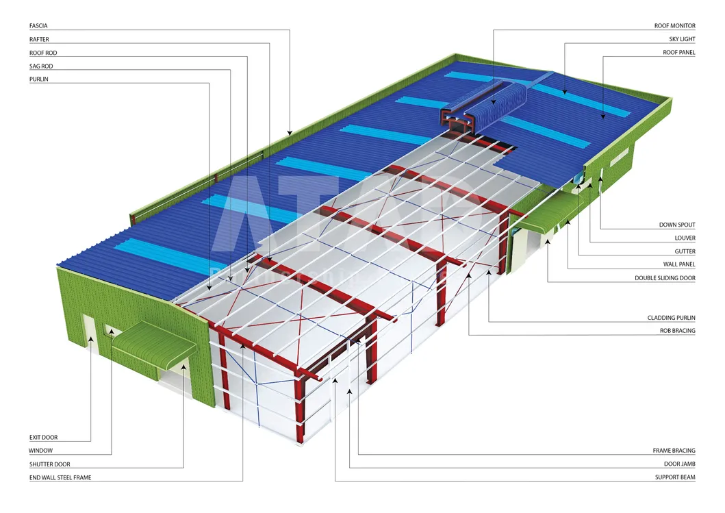 Pre-engineered Steel Building with 50 Years Life Cycle, Quick Erection, and Cost Savings