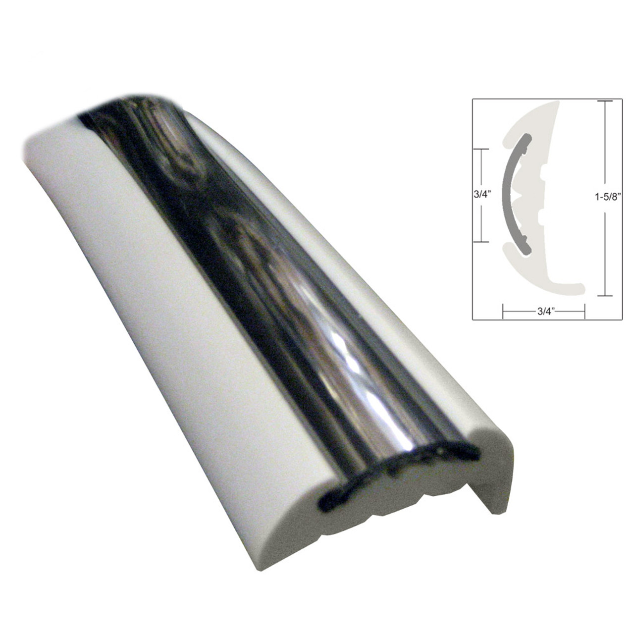 PISTON Rigid Boat Rubber Vinyl Rail With Metal Stainless Steel 316 Insert