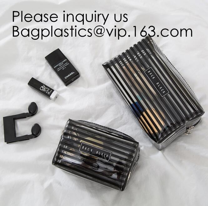 Clear Zipper Pouch with Strap Makeup Bag PVC Cosmetic Pouch,Printing Clear k Cosmetic PVC Pouch, bagease, bagplast