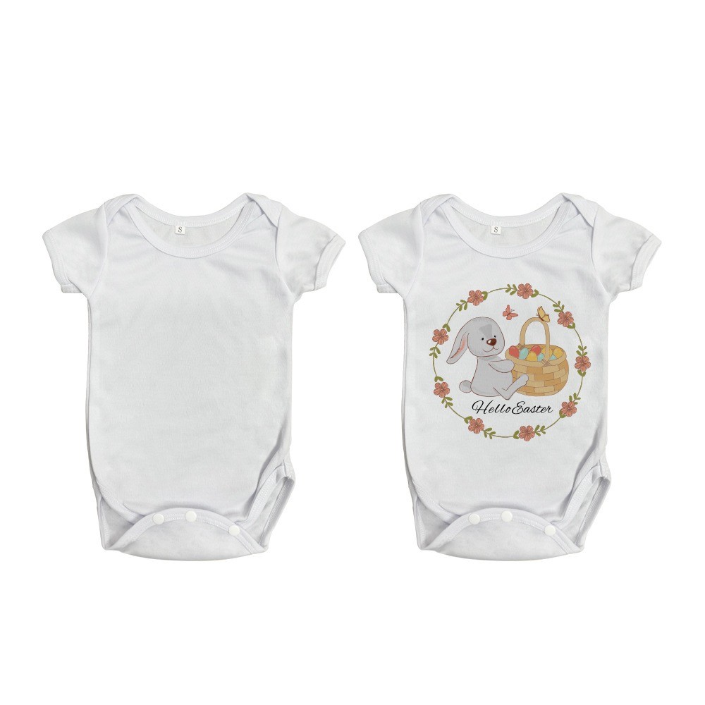 Customizable White Short Sleeve Newborn Romper For Sublimation Heat Transfer Printing