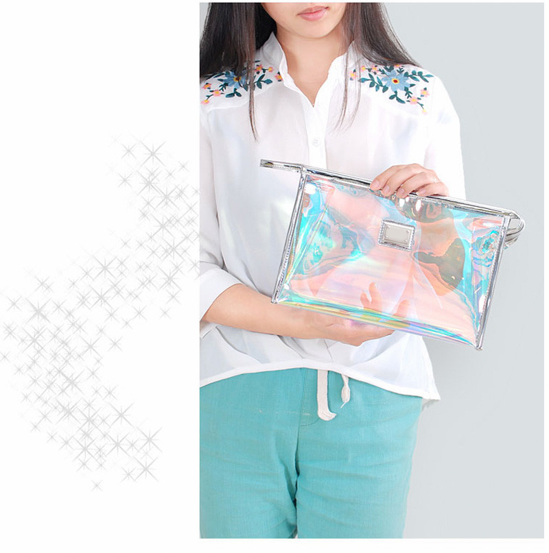 Custom Logo Luxury Rainbow Makeup Wash PVC Bag Cosmetic Organiser Bag