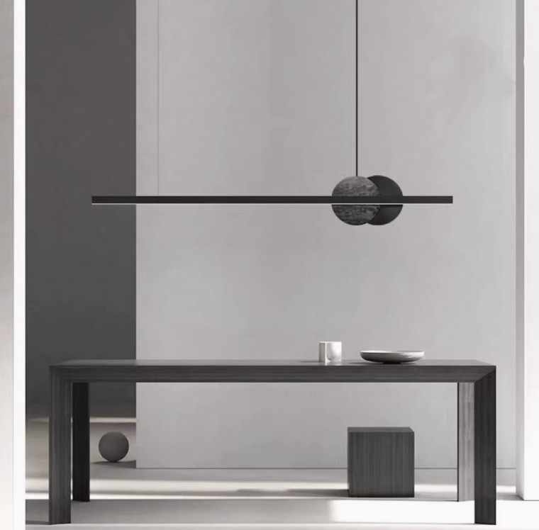 Restaurant chandelier one word long strip modern simple light luxury minimalist designer marble one word long strip lamp