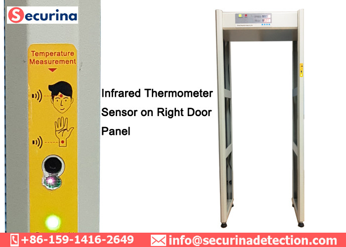 Voice Prompts Security Walk Through Metal Detector Body Temperature Measuring Thermometer