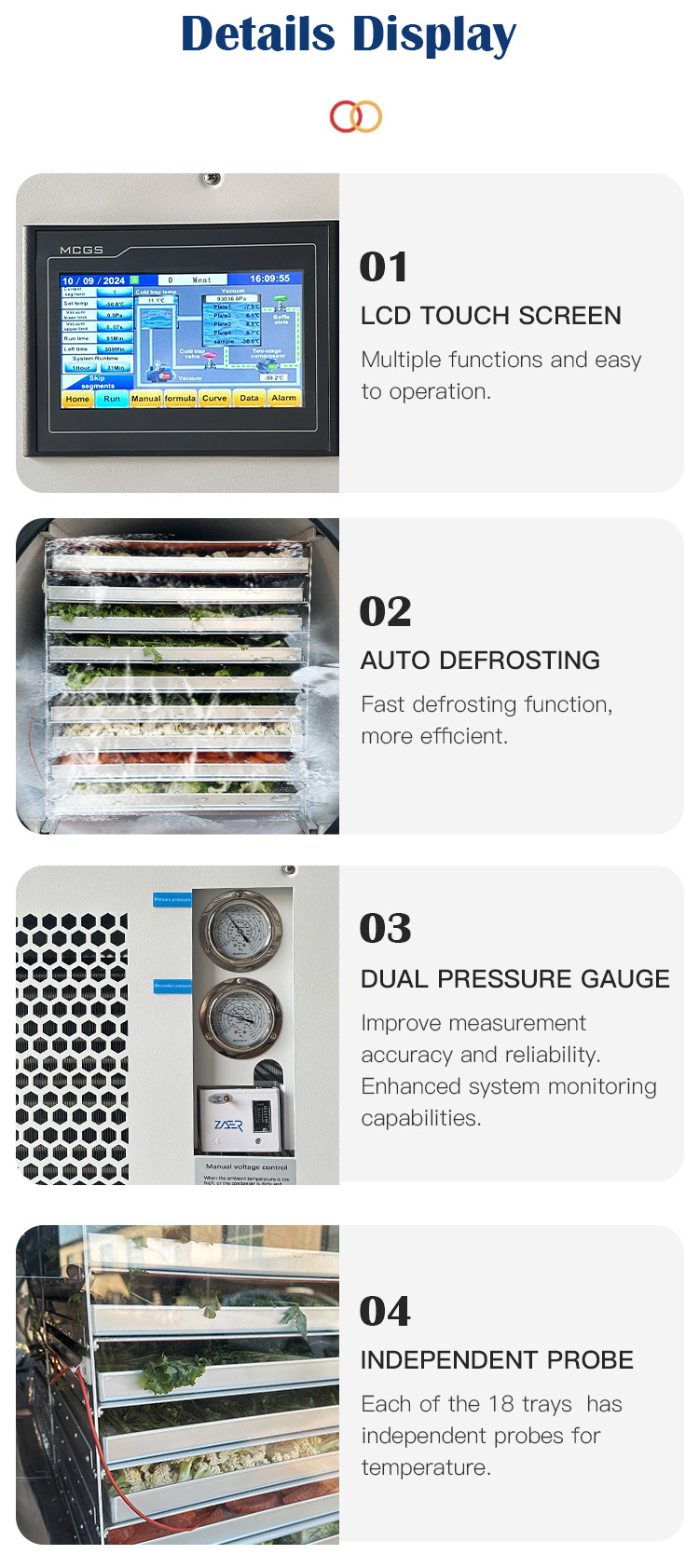 Industrial 60-70kg 18 Trays 5m2 Food Freeze Dryer Machine for Fruit Vegetable Coffee Milk Egg