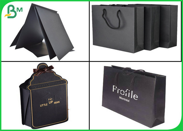 880mm 1000mm Uncoate 100gsm - 300gsm Black Kraft Cardboard For Shipping Bags Creat