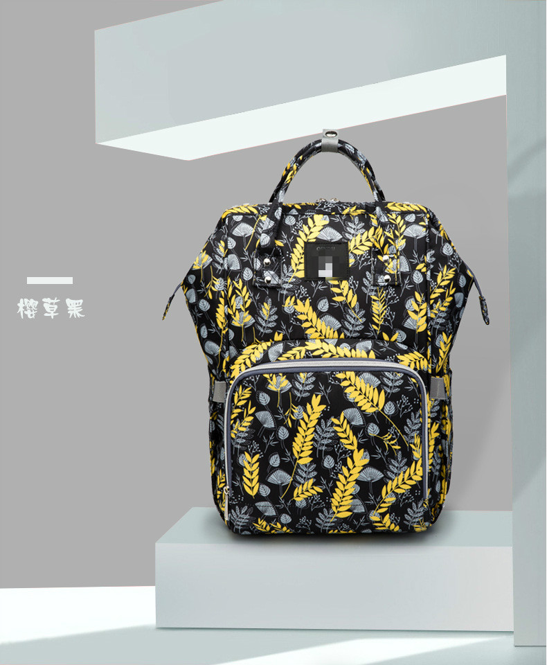 FashionTravel Backpack Baby Large Capacity Mommy Diaper Bag Designer Nursing Bag floral insulated mummy Bag With Stroller Strap