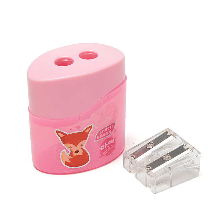 Cartoon Clear Transparent Oval Pencil Sharpener Double Hole