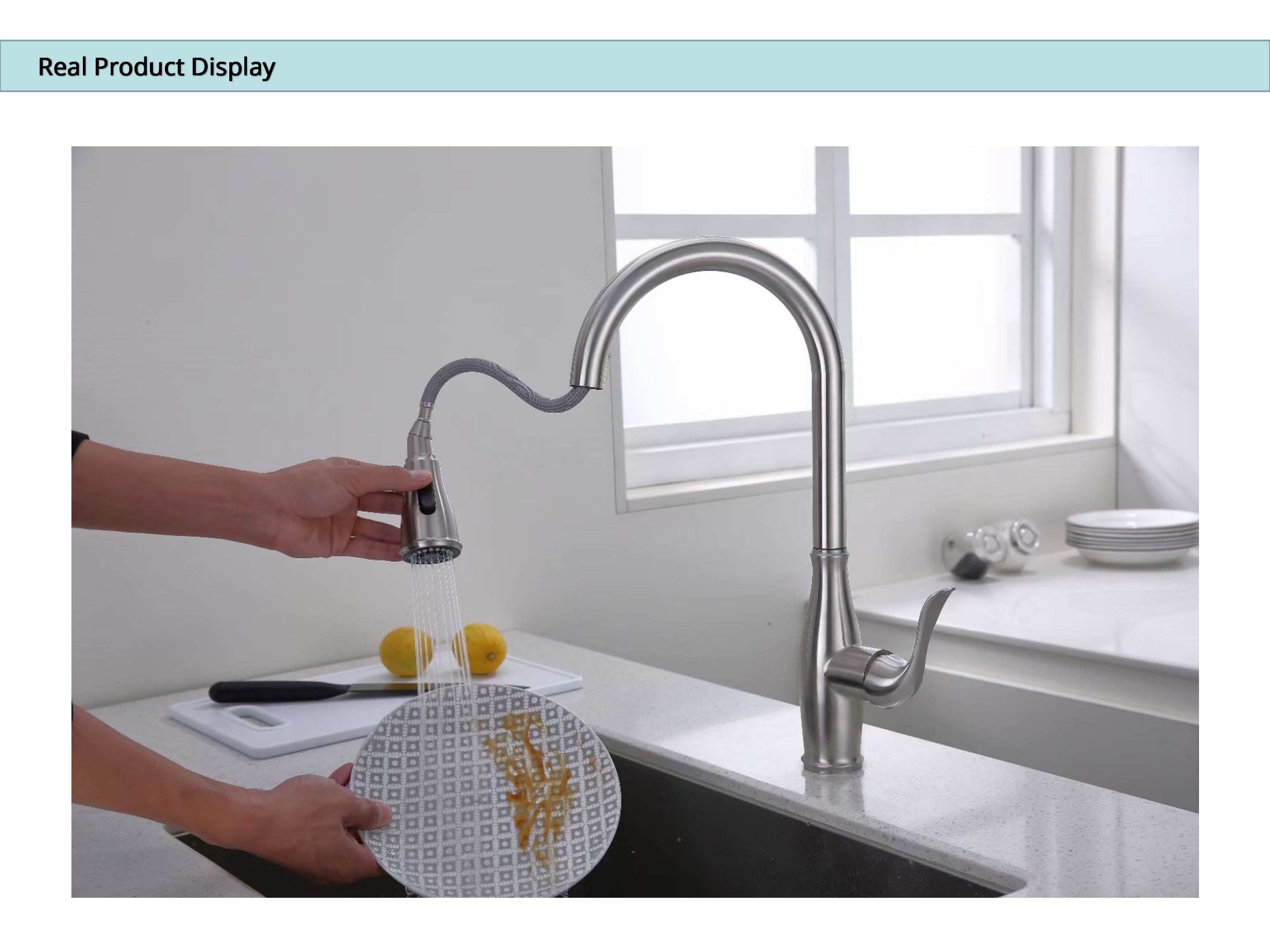 ODM Stainless Steel Pull Out Kitchen Tap Gooseneck Spout Sink Faucet