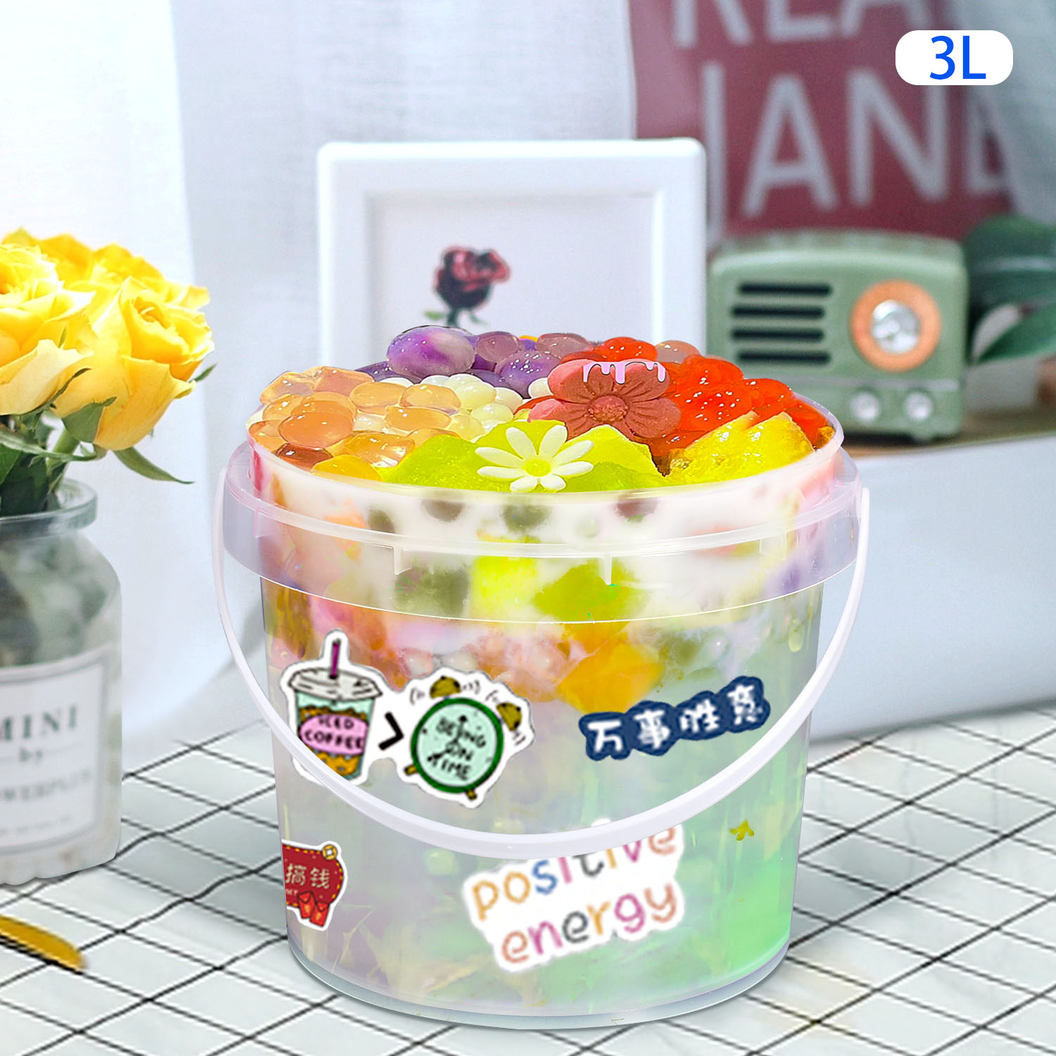 500ml PP Airtight Biscuit Cookie Jars Plastic Bucket Food Storage Containers With Lid Round