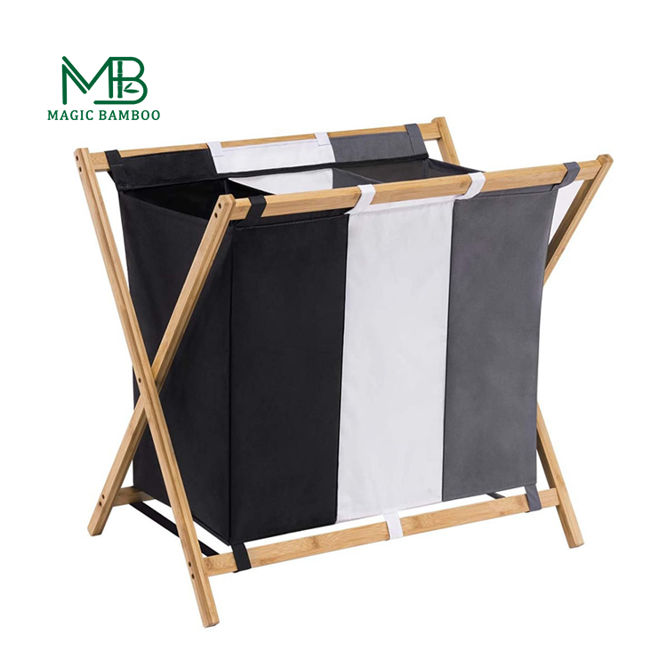 Eco Friendly Bathroom Storage Basket Bamboo Laundry Hamper With Lid