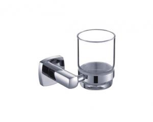China Single Tumbler Holder Brass Glass Bathroom OEM Brass Base Square With Curve Design on sale