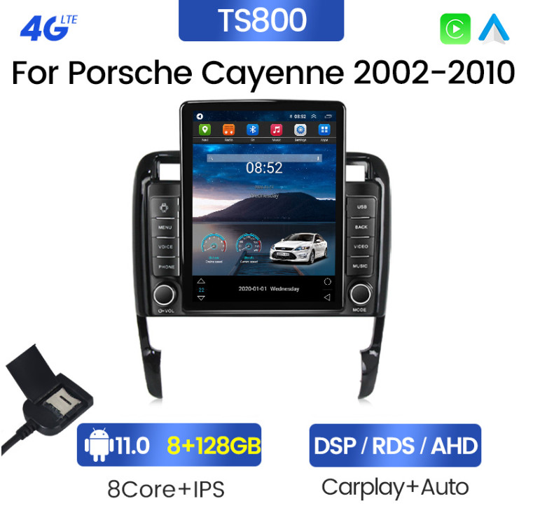 Android 11 Android Auto Porsche Cayenne 2002-2010 IPS DSP Stereo Carplay WIFI GPS SWC