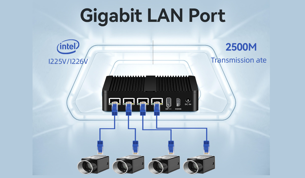 Intel N100 Processor Fanless Industrial Mini Computer Dual COM DDR4 RAM 4LAN