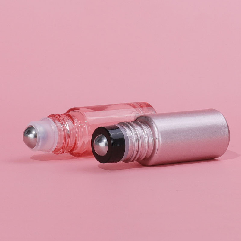 10ml Glass Cosmetic Containers Ampty Pink Essential Oil Glass Roller Bottle