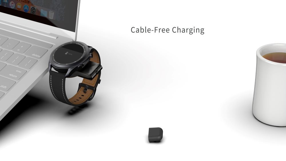 Black Samsung Watch Wireless Charger with USB Type C And Type A Input plug