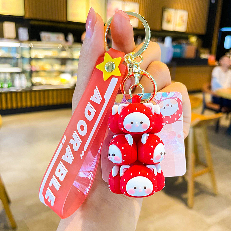 2 Pcs Black White Panda And Pink Pig Keychain Charms For Women Kids Kawaii Backpack Accessories