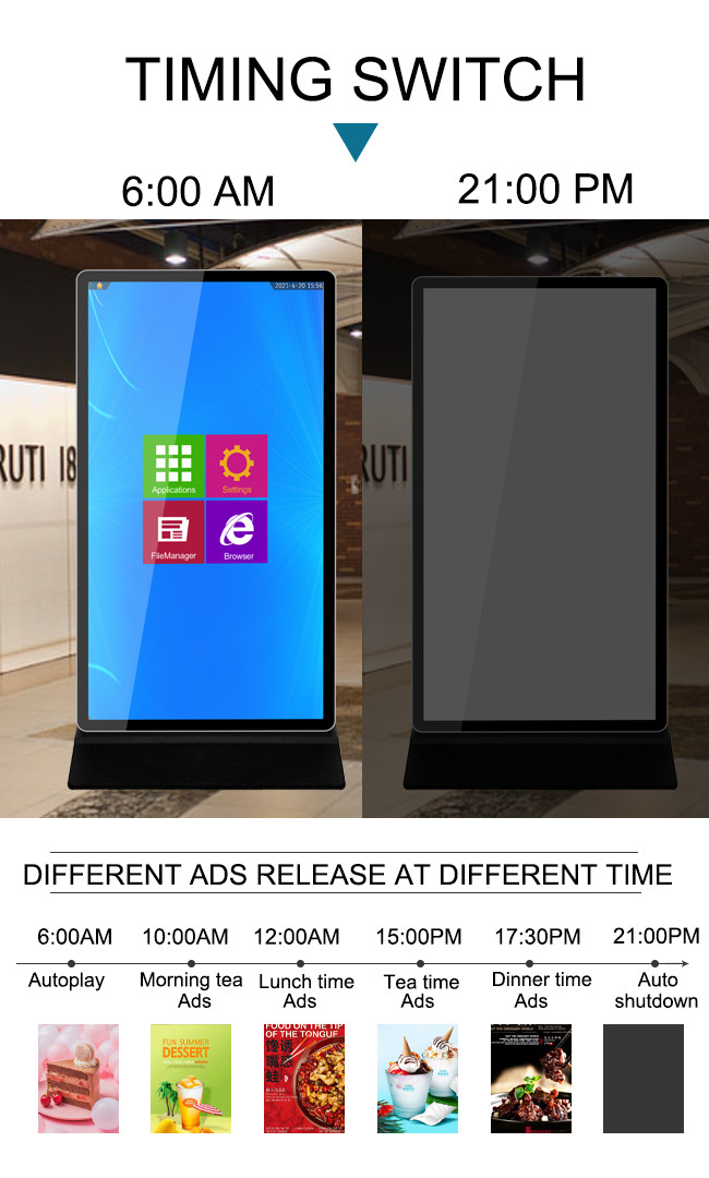 65 Inch High Definition Floor Standing Digital Signage Stunning Digital Display
