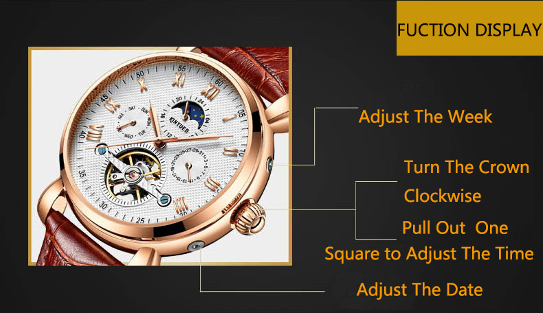 Business Mens Mechanical Watches 42 Mm Case Diameter Buckle Clasp Type
