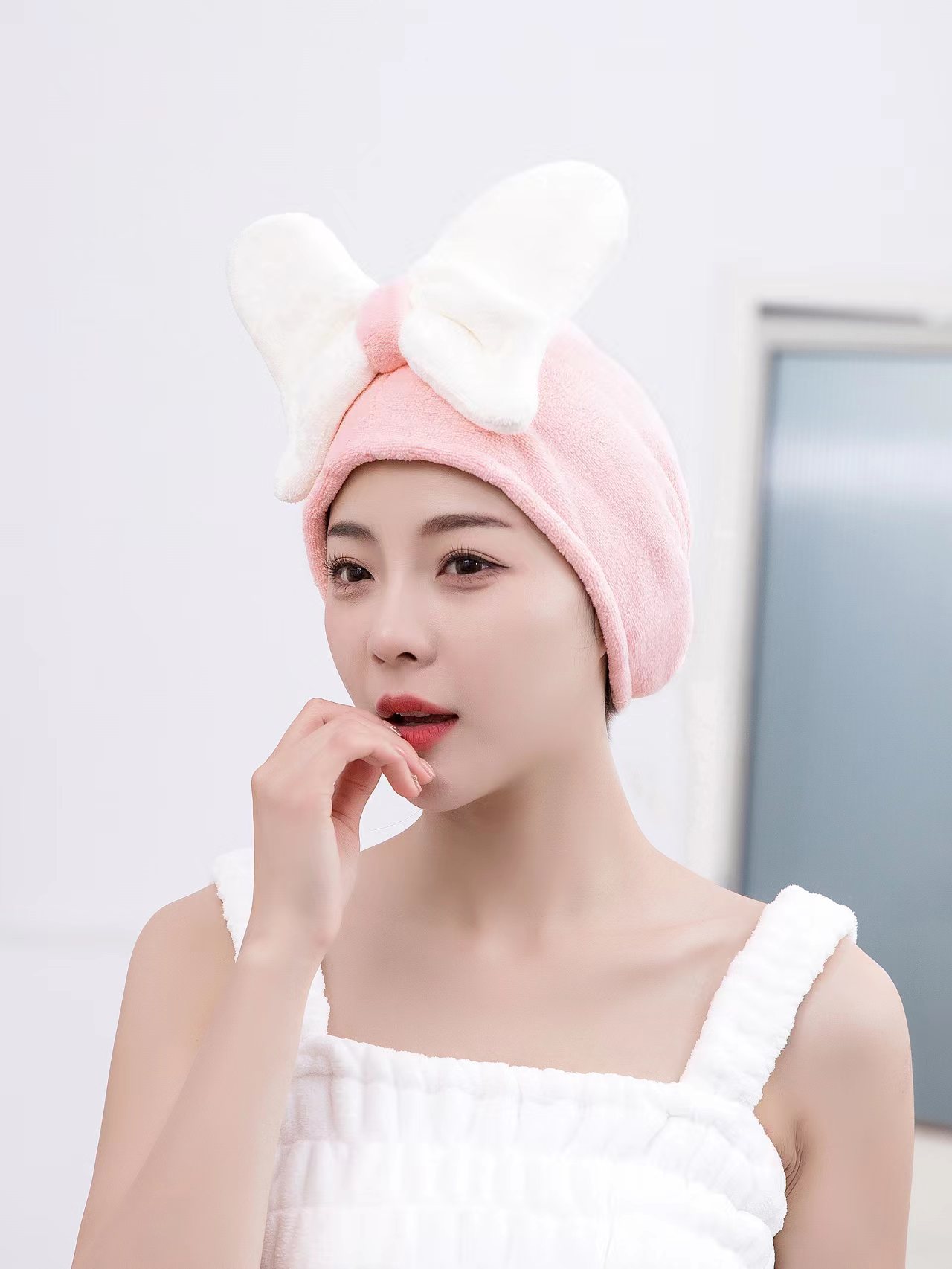 Superfine Fiber Cute Bow Dry Hair Cap for All Ages Fast Absorbent Ladies Hair Towel