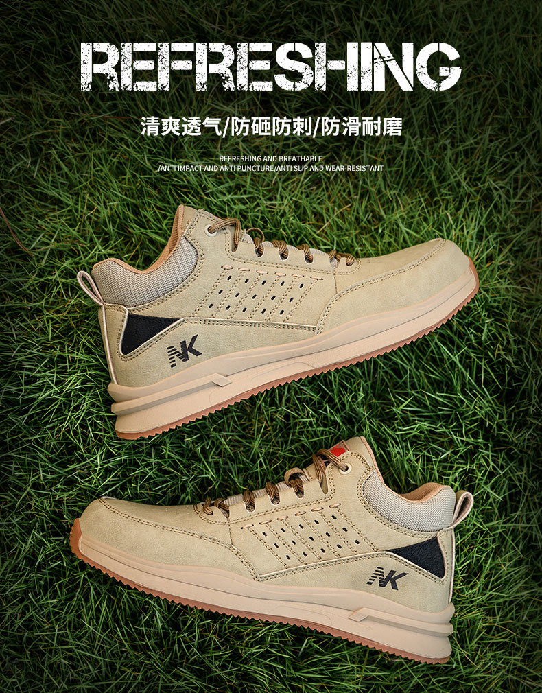 Security Work Boots Microfiber Men's Safety Boots Plastic Toe Kevlar Mid Sole Anti-smashing Rubber Work Boots