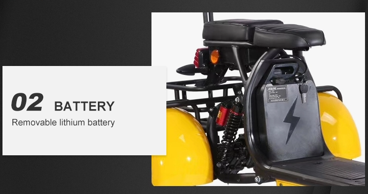 Red Green Three Wheel Electric Mobility Scooter For Adults Street Legal 60-80km 2000W