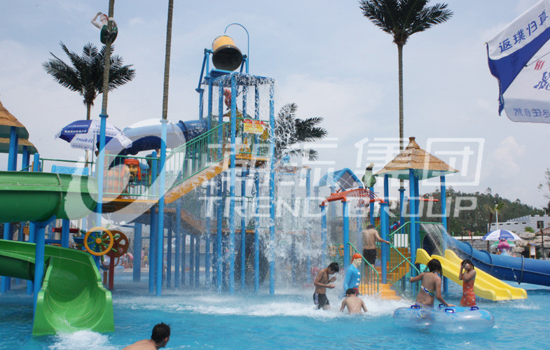 Commercial Medium Water House Aqua Playground Platform With Water Slide for Water Park