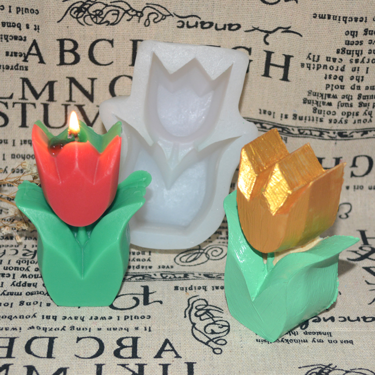 Silicone Flexible Tulip Candle Mold Cube Sculpture Reusable Customized