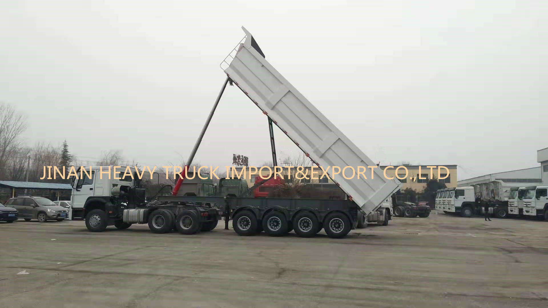Four Axles 50 Tons 40cbm Self Tipping Dump Truck Rear Semi Tipper Trailer