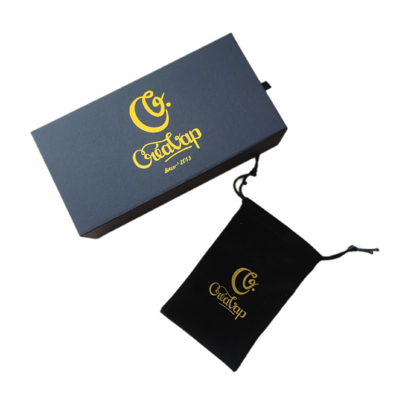 Recycled Rigid Drawer Packaging Box Black Slide Out Jewelry Box With Bag And Pouch