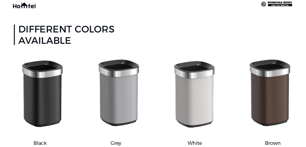 SS Rectangle Open Top Trash Bin ，Open Lid Trash Can Stainless Steel
