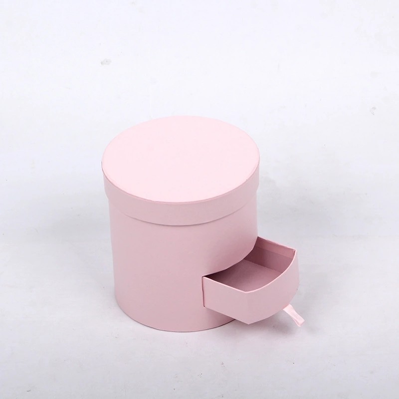 Round cardboard box popular kraft paper flower box with drawer