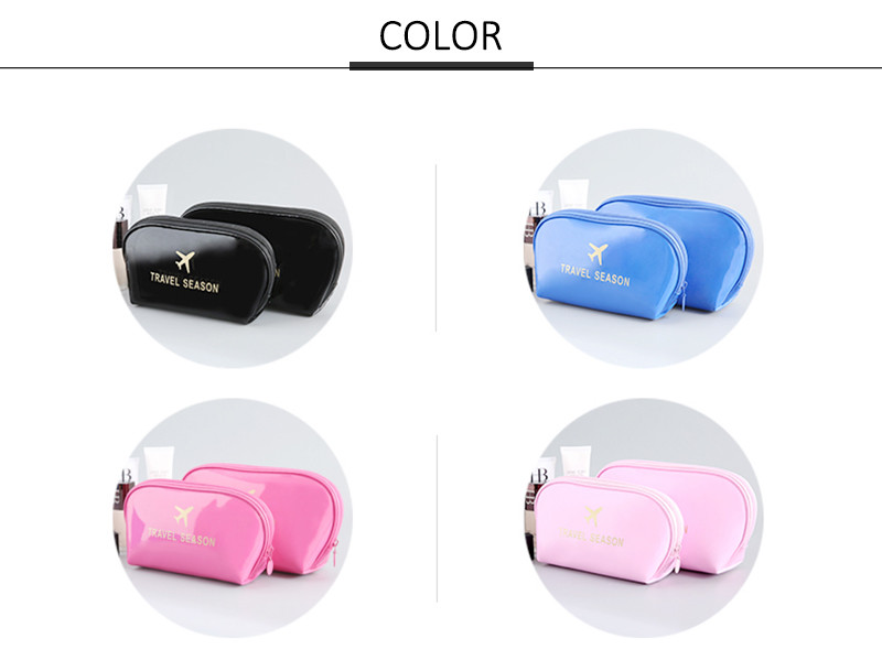 Large Capacity Zipper Travel Shiny PU Makeup Bag