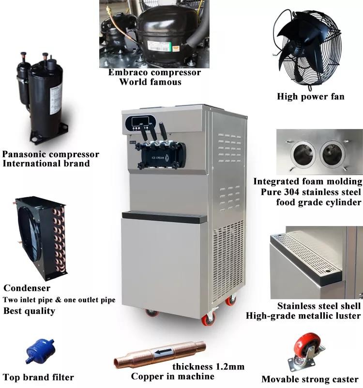 58L/H Commercial Ice Cream Machine A Glace Air Cooling Italian Gelato Maker