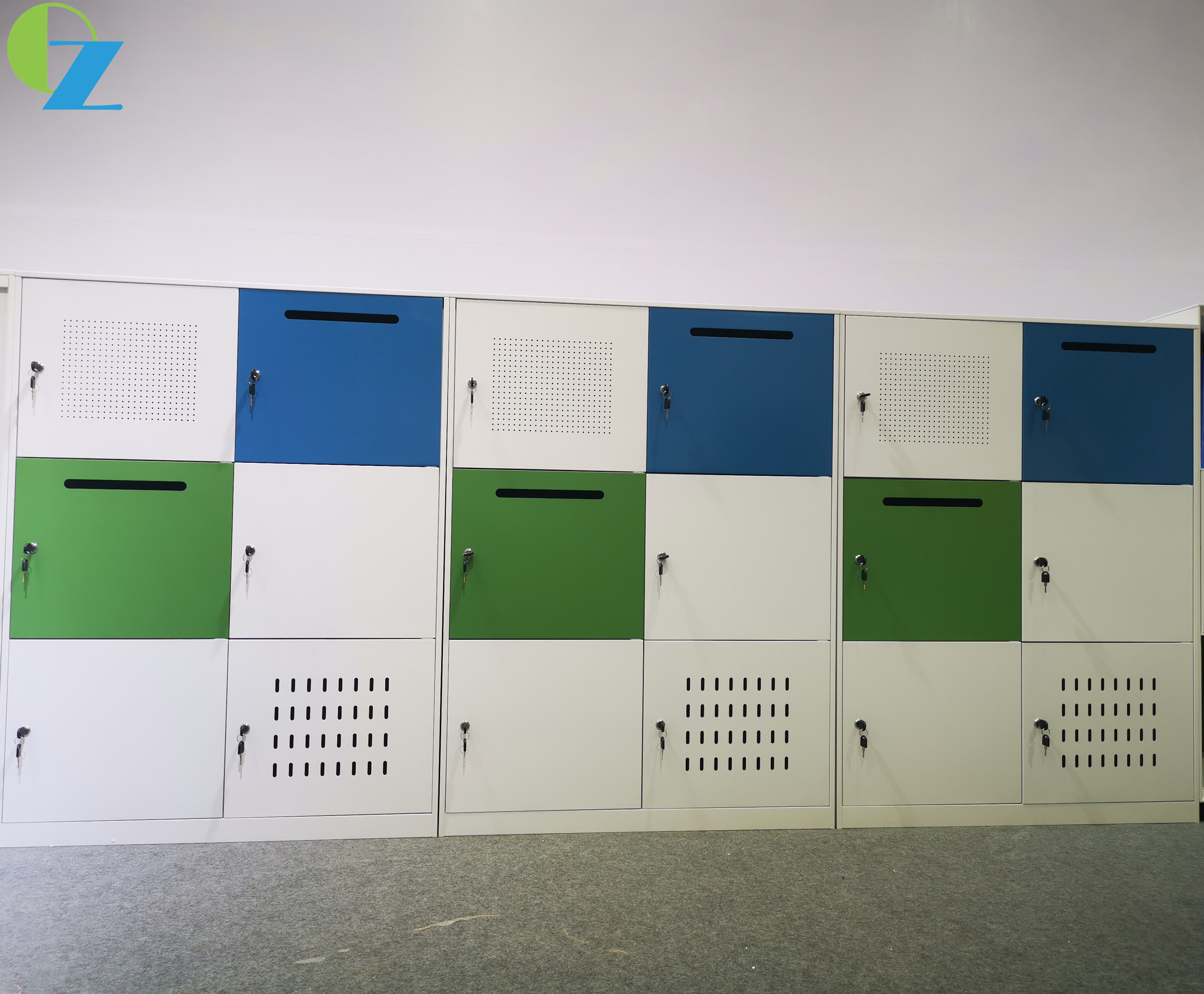 12mm edge Primary School Colorful 6 Door Steel Locker With Mail Box