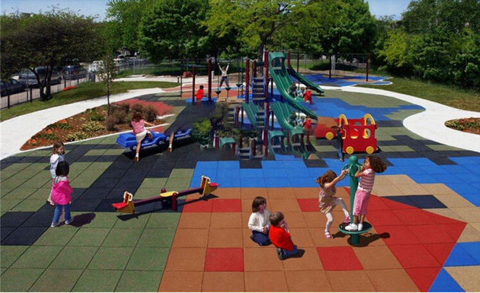 IAAF Wear Resistance Playground Rubber Safety Tiles High Elasticity