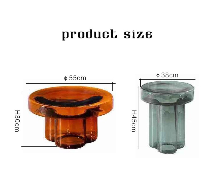 AMS 01 Tempered Glass Top Coffee Table Round High And Low Combined Glass Coffee Table