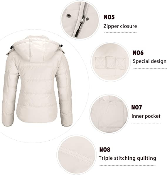 85% Duck Down 15% Poliester Womens Long Puffer Coat With Removable Hood