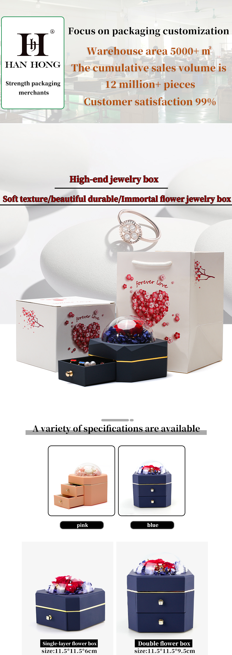 Flower Jewelry Box Necklace Ring Jewelry Box With Roses For Valentine'S Day Surprise
