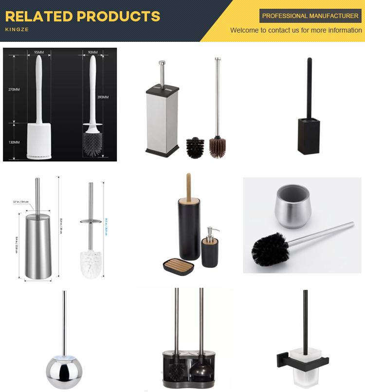 Commercial Round Black Wall Mounted Toilet Brush / Steel Brush Holder