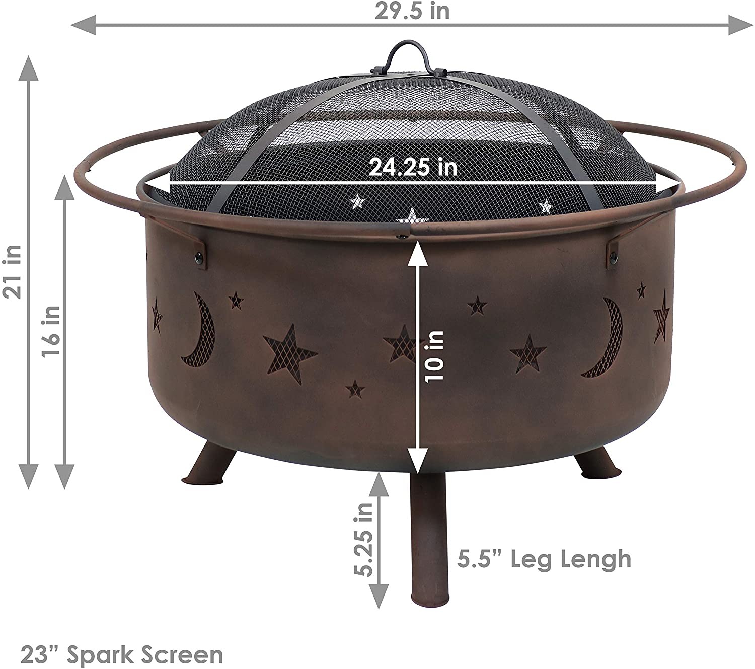 30'' portable charcoal fire pit Round Steel Deep Bowl Firepit Outside Patio