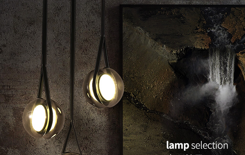 Nordic Modern Pendant Lights Glass Leather Belt Yo-yo Hanging Lamp(WH-GP-168)