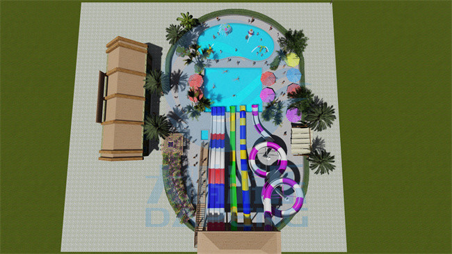 Water Park Play Equipment Set With Aqua Fiberglass Water Slide For Kids
