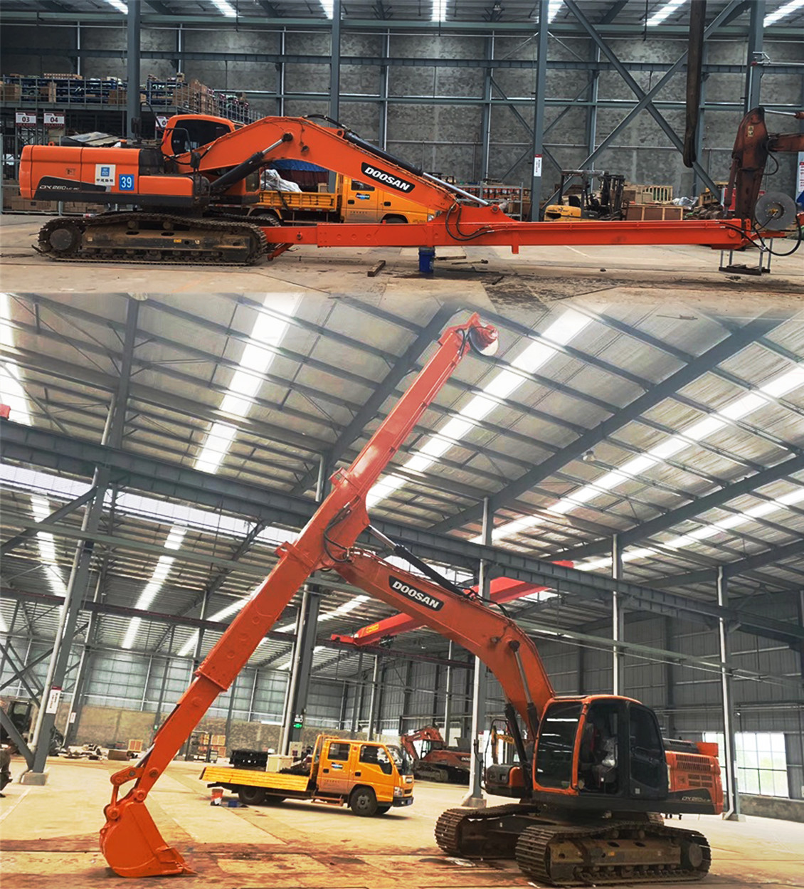 Excavator Telescopic Arm with Standard Bucket Clamshell Bucket