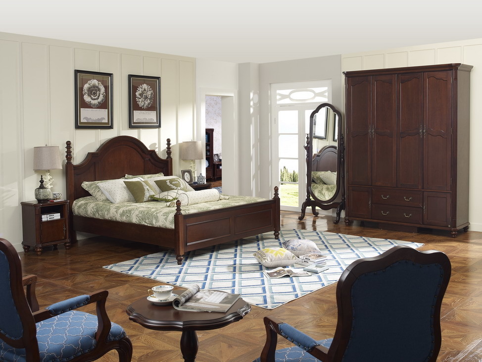 Rubber Wood Home Living room Leisure Amercian Furniture TV wall unit By Floor stand and Combine Cabinet with Hanger rack