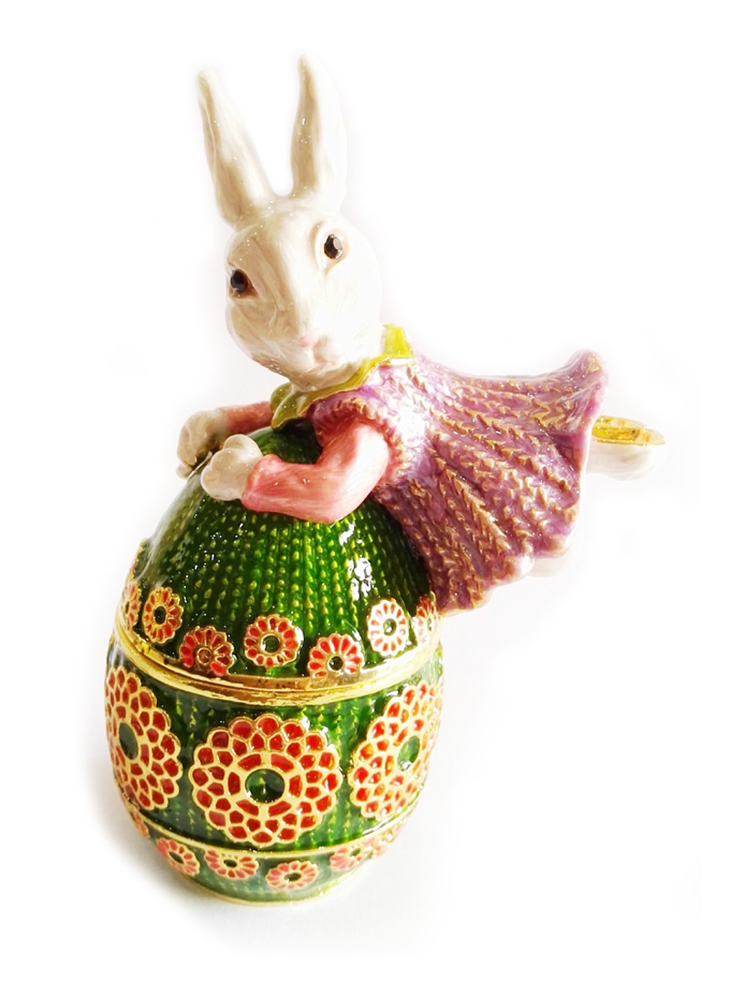 Easter Bunny Trinket Pill Box Rabbit Hinged Trinket Jewelry Box Bejeweled Ring Holder Rabbit Trinket Jewelry Box