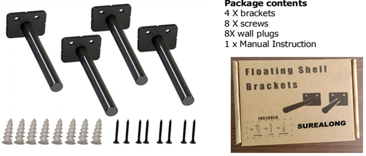 Stainless Steel Hidden Metal Floating Wall Mounted Shelf Brackets for Durability