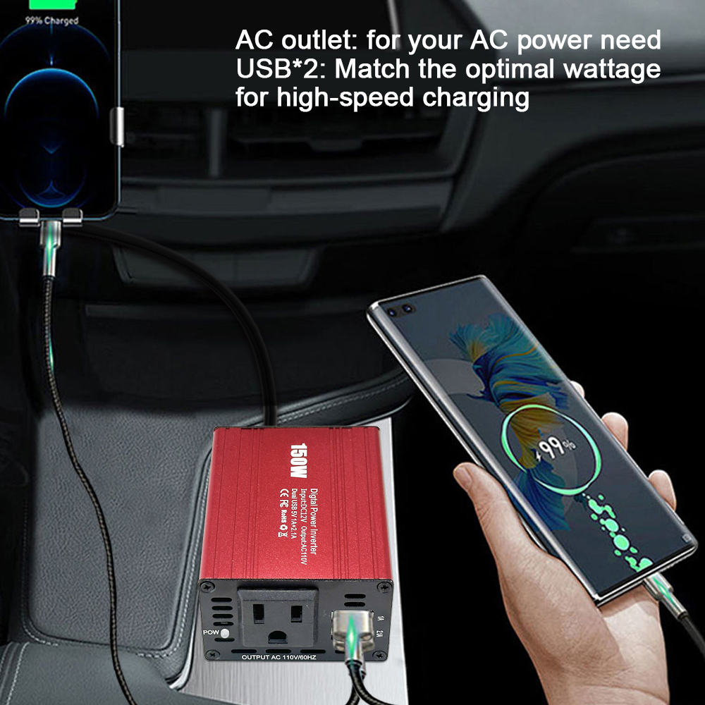 150W 12V 220V Car Inverter Peak Power 300W Modified Sine Wave Converter Customized Support Software Reengineering