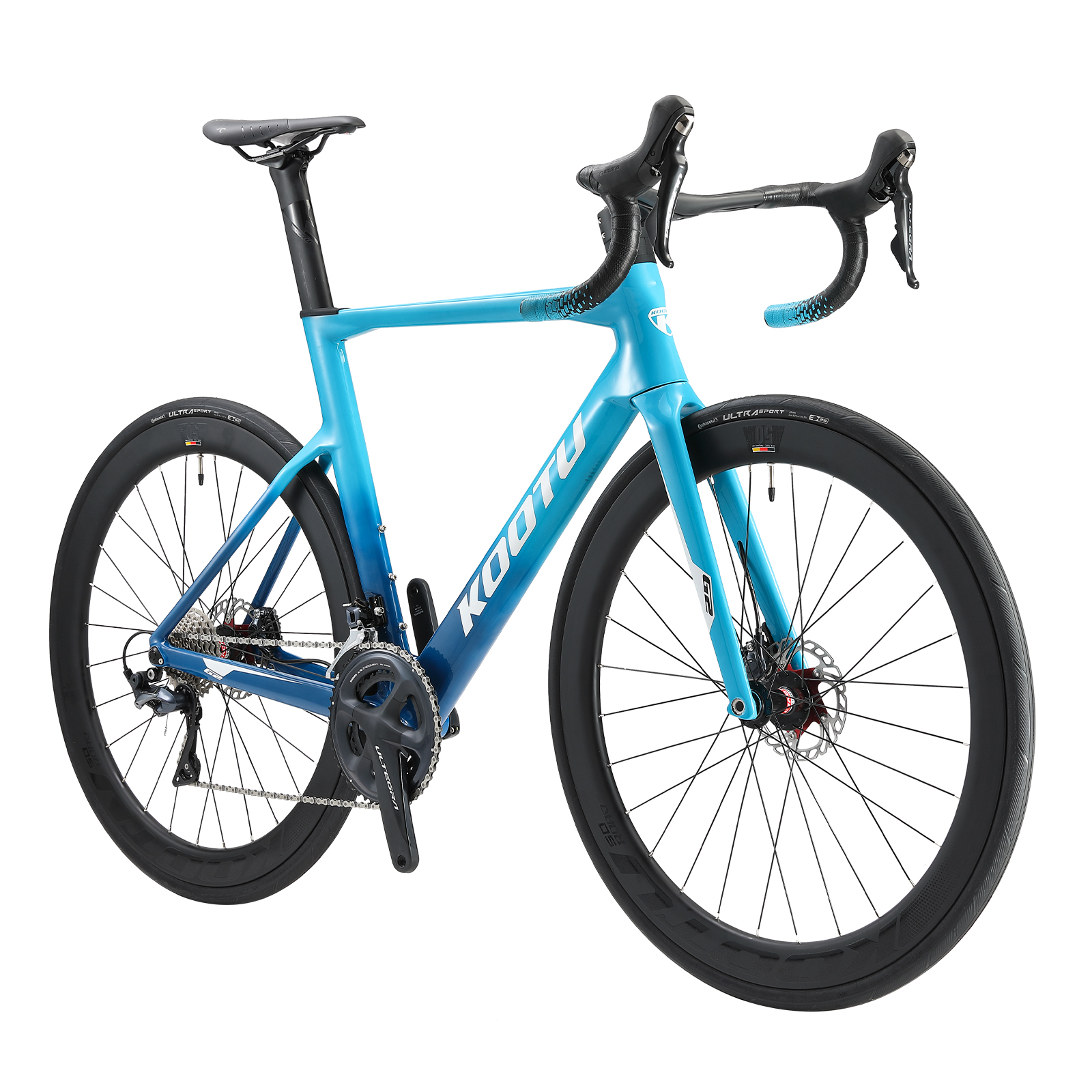 Double Disc Brake KOOTU Road Bike , T800 Carbon Black And Blue Road Bike