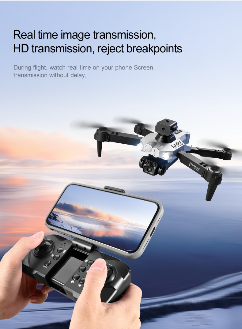 Portable 4k Drone Professional with 3 Camera Wide Angle Optical Flow Localization 360 Obstacle Avoidance Quadcopter